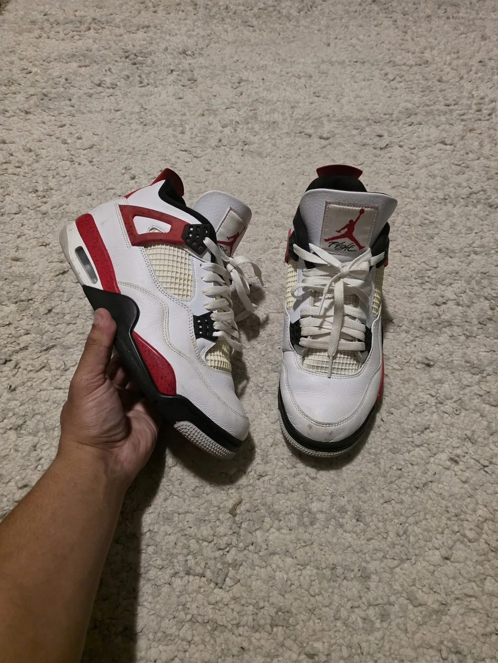 Air Jordan 4 Retro White Red Black - Visible Jumpman